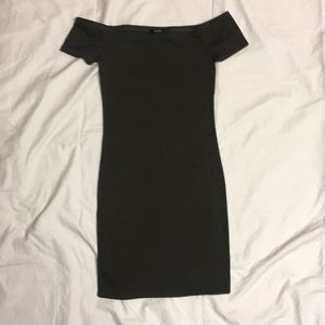 Olive Green Of shoulder bodycon dress